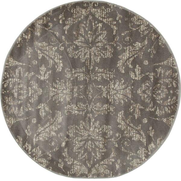 Art Carpet 8 Ft. Arabella Collection Arabesque Woven Round Area Rug, Gray 841864103360